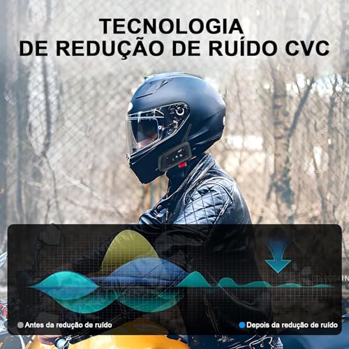 Intercomunicador Capacete (2 Unidades), Bidirecional, 1500M, Intercomunicador V6 Plus, Comunicador Capacete Moto, Para Sistema de Comunicação para Esqui, Motocross