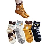 Soft Comfortable Novelty Cartoon Aminal Cat Crew Pattern Cotton Socks