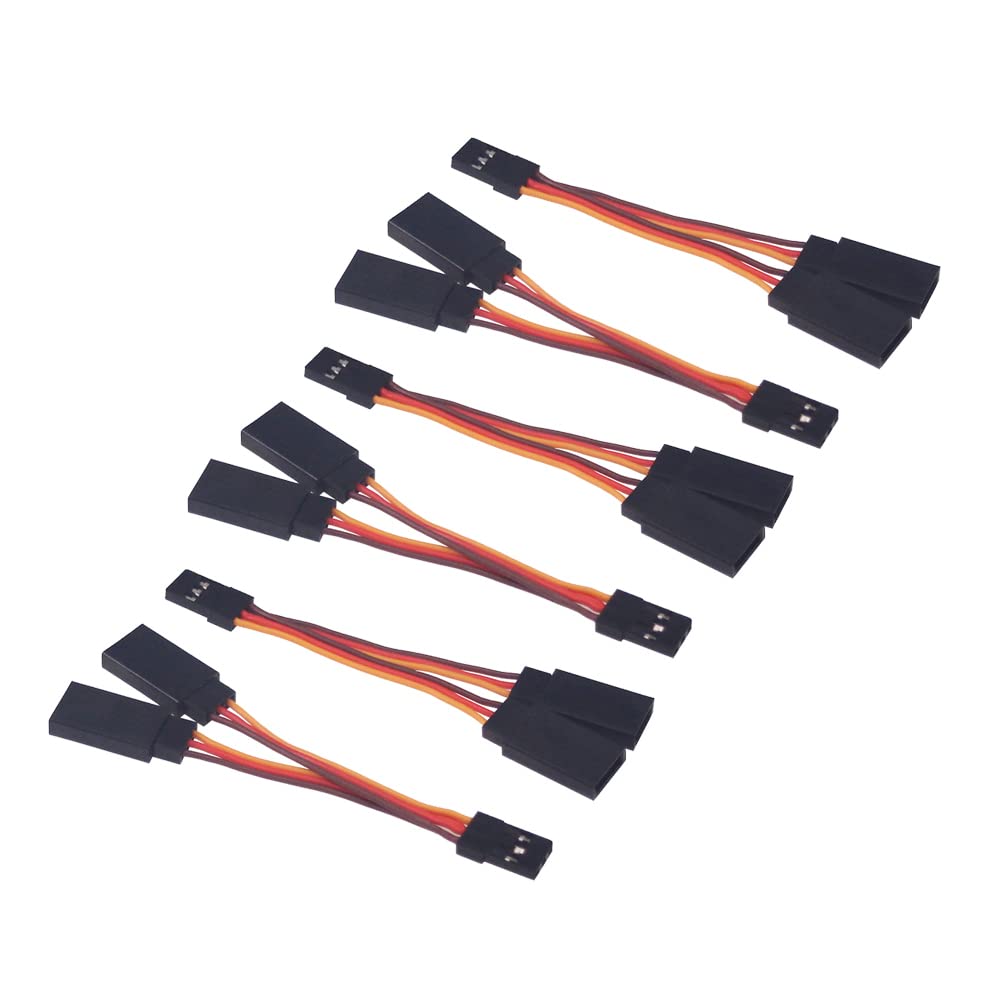 OliRC 6pcs Servo Y Cable 1 to 2 Y Leads Male to Female Extension Lead Wire for RC Airplane Model(C171-6)