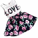 Mosunx(TM) Baby Girls Sleeveless Floral Princess Party Dress Vest+Skirt Set Clothes