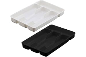 Utensil Drawer Organiser 2Pcs Plastic Cutlery Tray with 4 Compartments Practical Drawer Organiser for Kitchen Accessories Ute