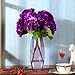 Luyue 5 Big Heads Artificial Silk Hydrangea Bouquet Fake Flowers Arrangement Home Wedding decor (Dark Purple)