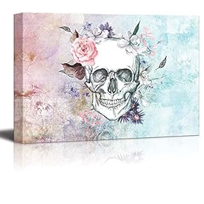 Sketched Skull with a Flower Crown on a...