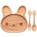 Daisy Happy Natural Bamboo Baby Feeding Set 3pcs Includes Plate, Spoon and Fork,BPA Free Infant and Kid Friendly - 7.8''