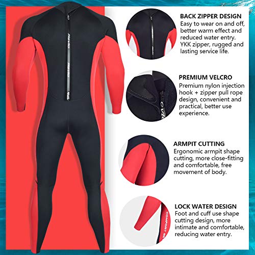 image for Hevto Wetsuits Men Long Sleeve Full 3mm Neoprene Scuba Diving Suits Sw