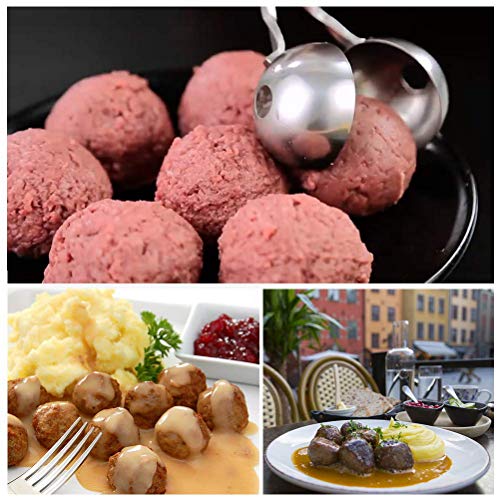 Color Scissor 2 Pcs Meat Baller, Stainless Steel Cake Pop Ice Tongs Meatball Maker with Rubber Grips