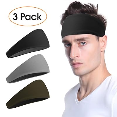 JOEYOUNG Sport Headbands &amp; Sweatbands for Men and Women, 3 Pack Workout Headbands Hairbands for Yoga, Running, Crossfit, Cycling, Basketball - Breathable &amp; Non-Slip &amp; Performance Stretch