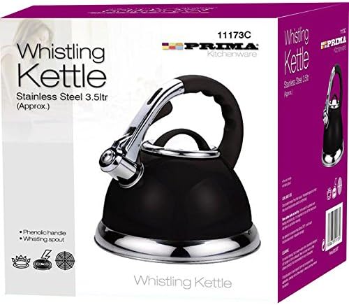 PRIMA 3.5 Litre Whistling Kettle, Metallic Black