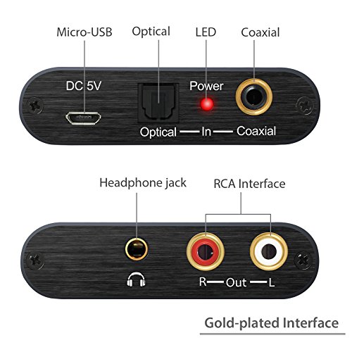 Neoteck DAC Converter Digital SPDIF Coaxial Toslink to Analog Stereo L/R RCA 3.5mm Jack Audio Converter Adapter with Optical Cable for PS3 XBox HD DVD PS4 Sky HD Plasma Blu-ray Home Cinema Systems - Thumbnail 4