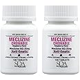 SDA LABORATORIES Meclizine 25mg Chewable Tablets, Anti-Emetic, Raspberry Flavor, Motion Sickness & Vertigo Relief for Nausea, Dizziness, Vomiting, Portable Travel Aid (2 Bottles of 100 Count)