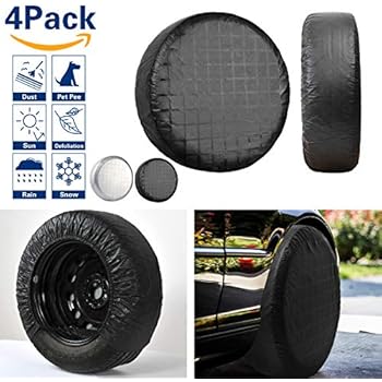 VIEFIN Set of 4 Wheel Tire Covers, Waterproof UV Sun RV Trailer Tire Protectors, Fit 27