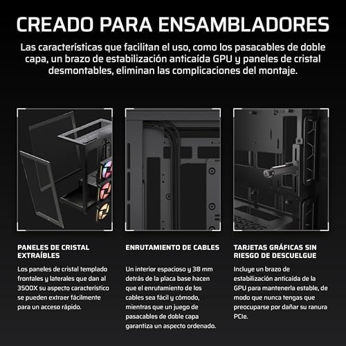 Caixa de PC 3500X LX-R RGB iCUE Link Mid-Tower com painel panorâmico de vidro – Inclui 3X LX120-R RGB e iCUE Link System Hub, pode incluir até 10 ventoinhas de 120mm – Preto