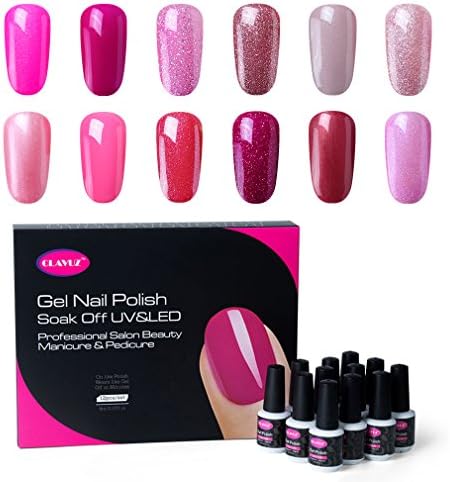 CLAVUZ Gel Nail Polish Kit 12pcs Soak Off Red Rose Color Series UV Gel Varnish Salon Beauty Nail Art New Starter Set