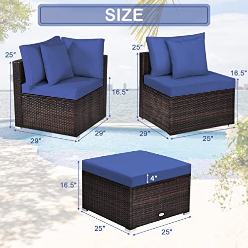 Tangkula 4 PCS Patio Rattan Sofa Set, Outdoor Wicker Sectional