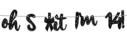 Oh I’m 14! Banner Backdrop Glitter Black Hallo