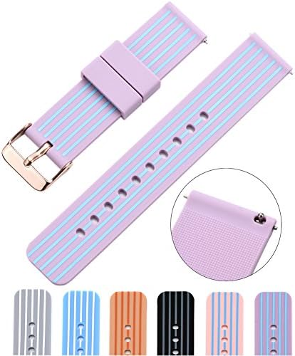 XiangMi Soft Silicone Watchband Strap Quick Release Rubber Surface with Textured Non-Slip Back - Variety Color & Size for Choose - Watch Starp for Women Men