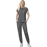 Eipnare Scrubs Set for Women Medical Uniform Nurse Suit, Anti-Wrinkle Scrub Top Jogger Pant&11 Pockets,4 Way Stretch Workwear