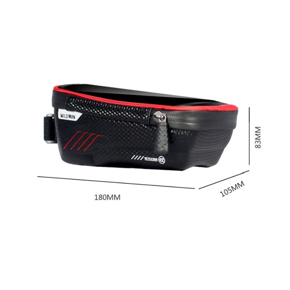 Option Bike Frame Bag, Waterproof Bike Pouch Bag, Cycling Front Top Tube Touchscreen Sun Visor Storage Bag for iPhone 8 Plus/X/XS Max/XR/Samsung S8/S9 Plus up to 6.6 Inch(Black)