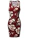 Casual Floral Fitted Sleeveless Racerback Bodycon Mini Dress Wine Size L