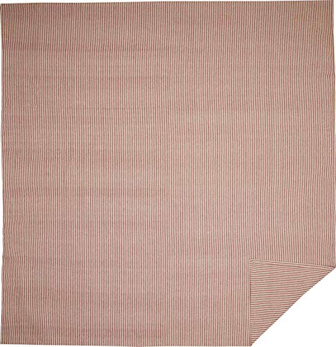 Piper Classics Homespun Red Ticking Queen Coverlet Bedspread, 94" x 94", Rustic Primitive Farmhouse Bedding, Natural Cream Woven w/Red Stripes Blanket