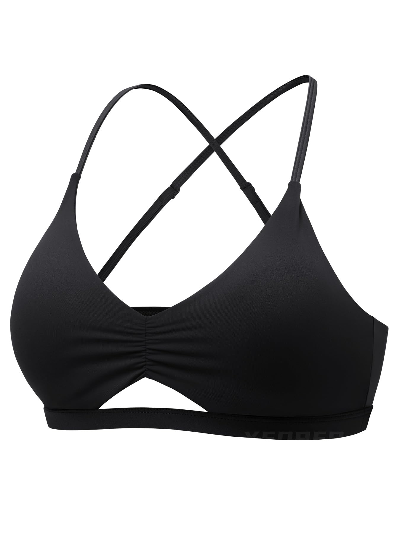 Photo 1 of YEOREO Women's Sports Bras Chilene Strappy Criss Cross Open Back Low Impact Removable Cups Gym Yoga Workout Bra Black