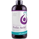 Life Solutions Liquid Folic Acid Supplement – 800 mcg Vitamin B9 per Serving – Berry Flavor, 8 fl oz – Fast Absorption, Prenatal, Heart & Brain Support