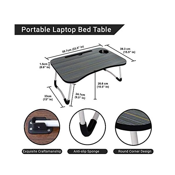 GROSSe-Laptop-Bed-Table-Lap-Standing-Desk-for-Bed-and-Sofa-Breakfast-Bed-Tray-Laptop-Lap-Desk-Folding-Coffee-Tray-Notebook-Stand-Reading-Holder-for-Couch-Floor-Kids60-x-40-cm-Black GROSSē Laptop Bed Table Lap Standing Desk for Bed and Sofa Breakfast Bed Tray Laptop Lap Desk Folding Coffee Tray…