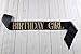 Dulcet Downtown Black Satin Birthday Girl Sash with Gold Glitter