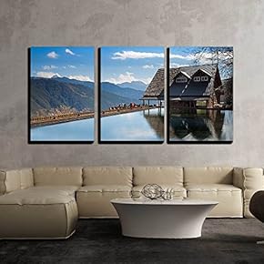 3 Piece Canvas Wall Art - Snow Mountain Trailhead Huts, Taichung, Taiwan - Modern Home Art Stretched and Framed Ready to Hang - 16"x24"x3 Panels