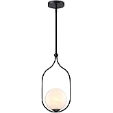 Triacas Globe Pendant Light, Modern Bubble Chandelier and Hand Blown Glass Chandelier with Black Finish Adjustable Rods for K