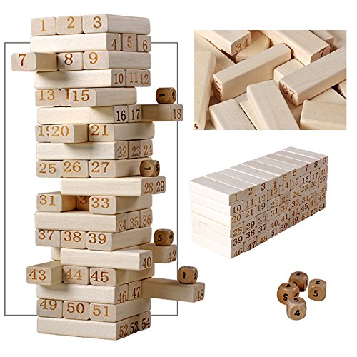 QZM Wooden Stacking Board Games Timber Tower Classic Best Family Fun Educational Games for Kids