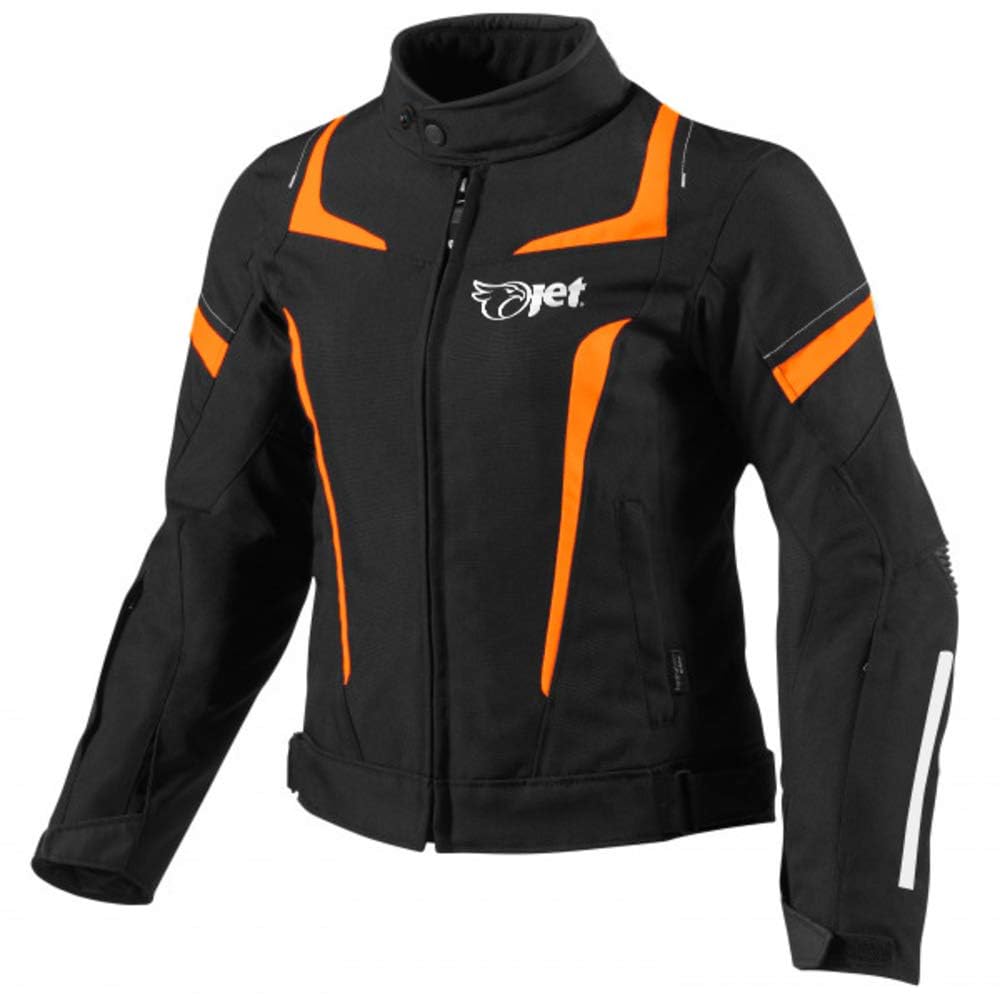 Jet Motorcycle Motorbike Jacket Women Ladies Summer Winter Armoured Textile Waterproof ELEKTRA (L (12/14), Orange)