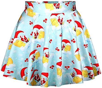 Women's Digital Print Stretchy Flared A Line Pleated Skater Skirt