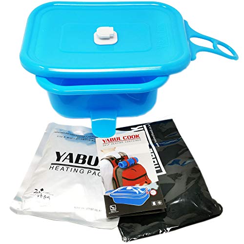 Yabul Flameless Camping Cooker Kit - No Fire No Stove Heat MRE Ready to Eat Meals and Warm Foods Fast, Collapsible in Backpack, Essential Gear for Outdoor Recreation, Survival, Emergency - Sky Blue