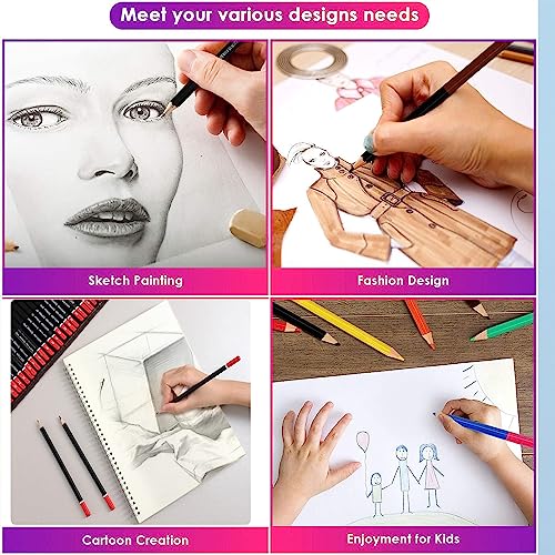Drawing Pencils, 36pcs Art Supplies Sketching Pencils Set with Graphite Pencils Dual Ended Color Pencil Charcoal Pencils for Artists Adults Kids Beginners