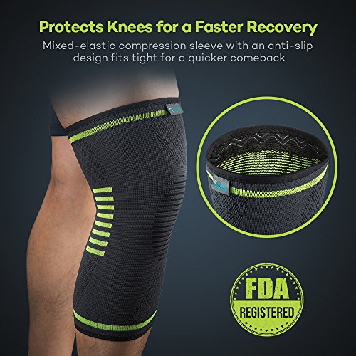 Купить Sable Knee Brace Support Compression Sleeves, 1 Pair FDA