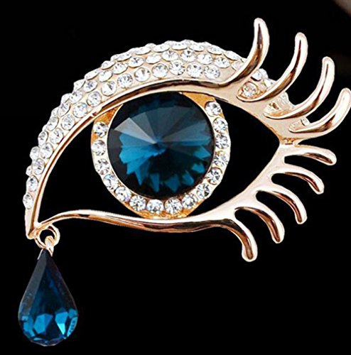 Da.Wa Angal’Tear Big Eyes Long Eyelash Brooch Pin Rhinestone Diamond Brooch for Women Costume Pin