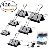 JARLINK Binder Clips Paper Clamp, 120 Pack Binder Clamps Assorted 6 Sizes for Office Supplier School Accessories