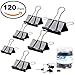 Jarlink Binder Clips Paper Clamp, 120 Pack Binder Clamps Assorted 6 Sizes for Office Supplier School Accessories