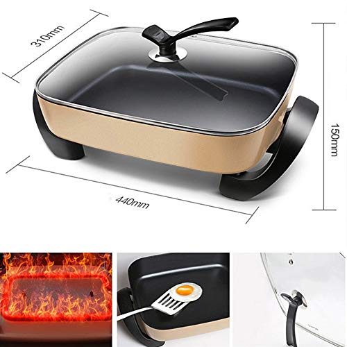 JTJxop Electric Skillet Pan with Lid, Professional MultiFunction Electric Cooker, with Glass