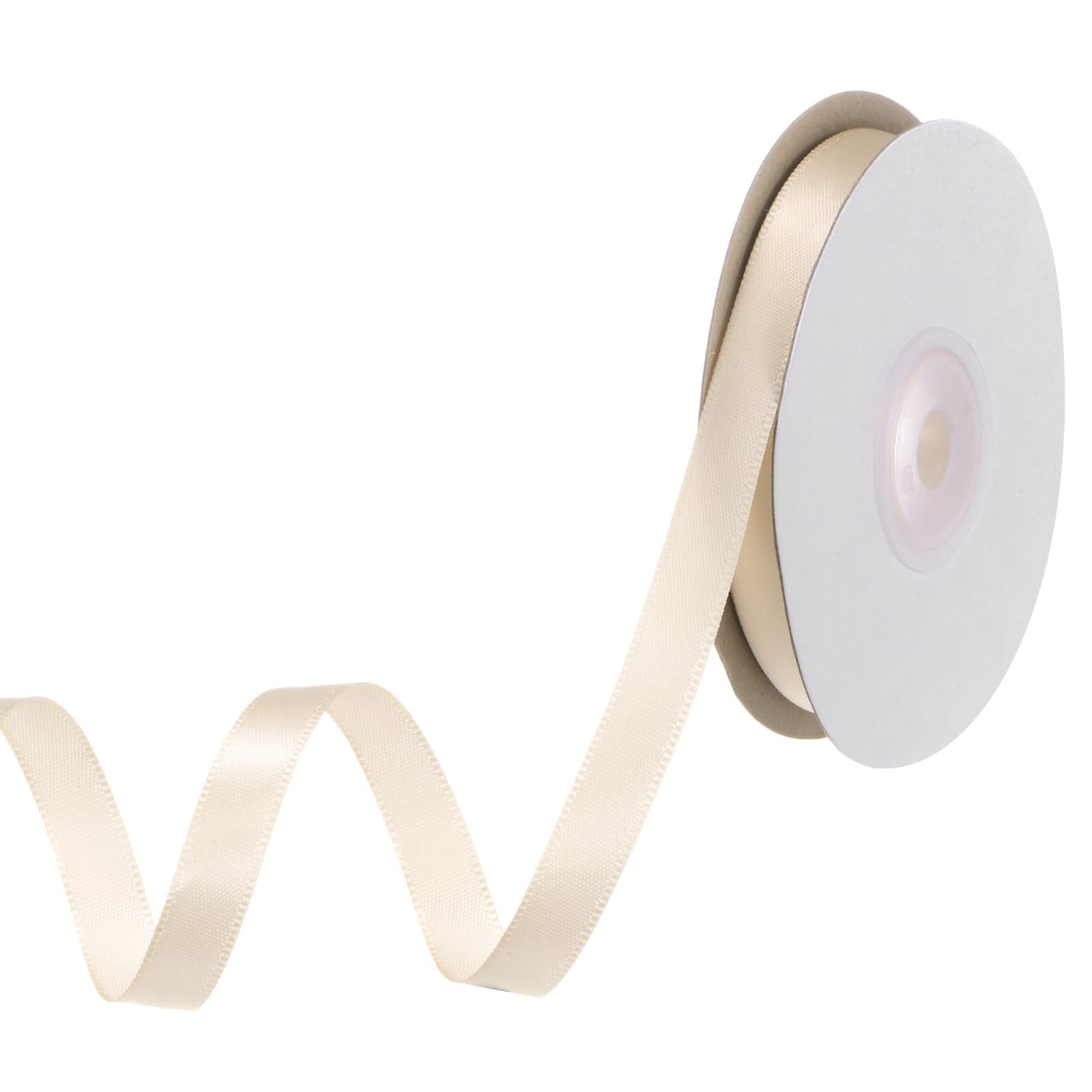 M METERXITY Beige Satin Ribbon, 25 Yards 3/8 Inch Wide Polyester Fabric Ribbons Roll Gift Wrap Ribbon for Bows Bouquet Floral Hair Wrapping Wedding Party Home Decorations Craft Ribbon