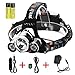 Boruit RJ-5000 5000 Lumen Led Headlamp Bright Headlight Head Flaslight Torch 3 XM-L2 LED with Rechargeable Batteries and Wall Charger for Hiking Camping Hunting Riding Night Fishing Kids