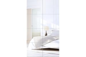 Coo-Drill Mirror Tiles Home, 14'' x 12'' Frameless Wall Mounted Mirror(8Pcs), Glass Wall Mirror for Home Gym, Door, Bedroom, Living Room