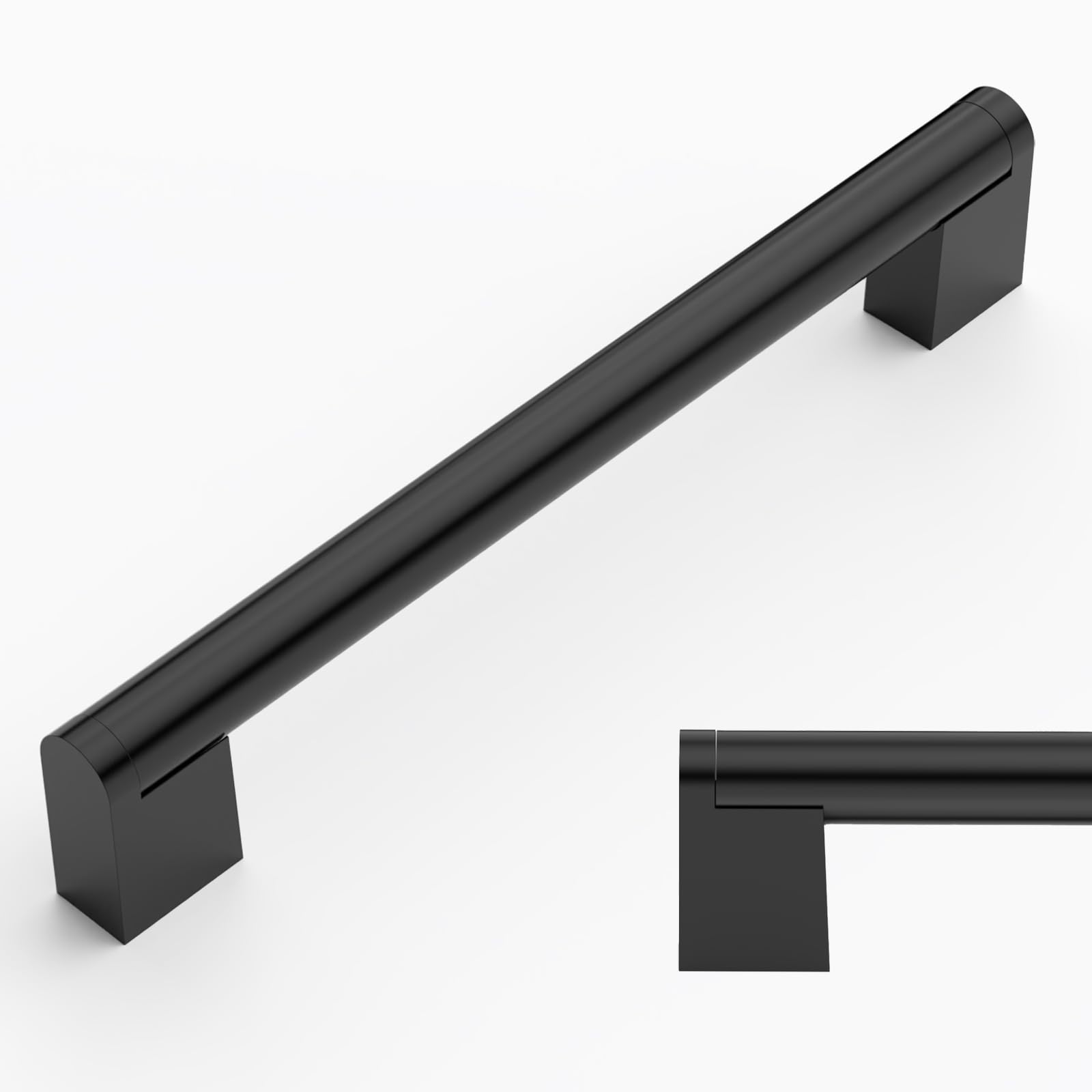Amerdeco 10 Pack Matte Black Cabinet Pulls 6.3 Inch(160mm) Hole Centers Kitchen Cabinet Handles Cabinet Hardware Cupboard Handles Drawer Pulls AM004