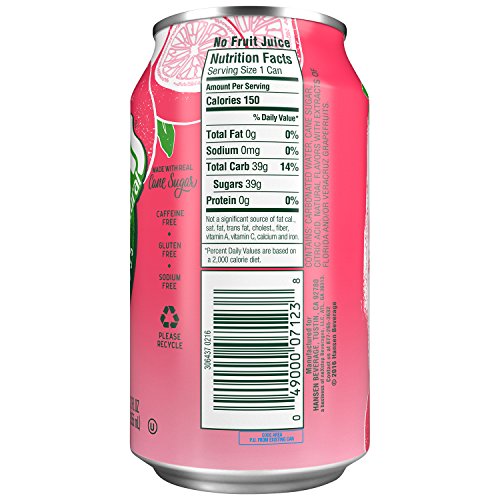 Hansen's Grapefruit Soda Flavored Soft Drink, 12 fl oz, 24 Pack