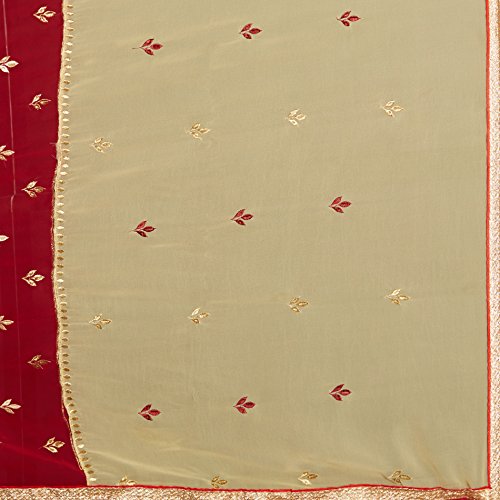 Viva N Diva Beige And Maroon Georgette Saree With Unstitched Blouse Piece - Image 5