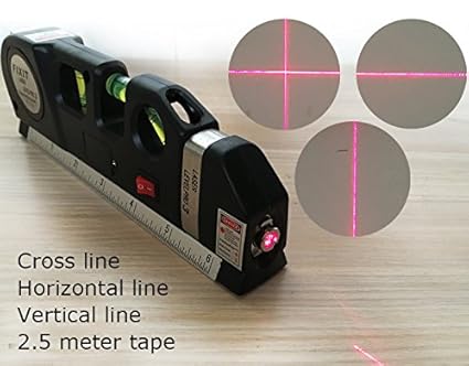 Rebzar Laser Line Pro Spirit Level 2.5 m Tape and 1/2 ft Ruler for Multiple Purposes (Black)