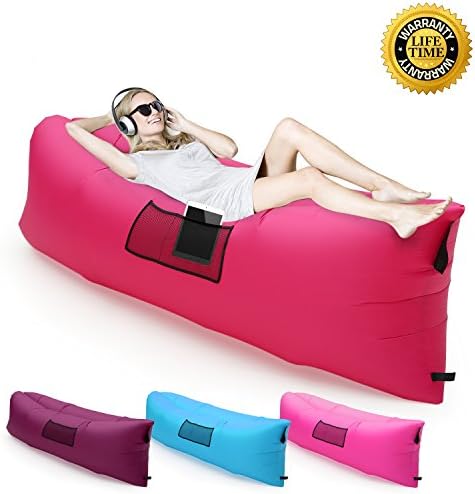 Inflatable Lounger with Carry Bag Ultra-light Portable Outdoor Lazy Air Sofa Fast Inflated Air Chair Ideal for Camping Picnics Beach Red