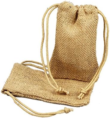 ToteBagFactory Natural Rustic Chic Burlap Wedding Favor Bags Drawstring Pouch for Gifts, Treats (50, 3" x 5")