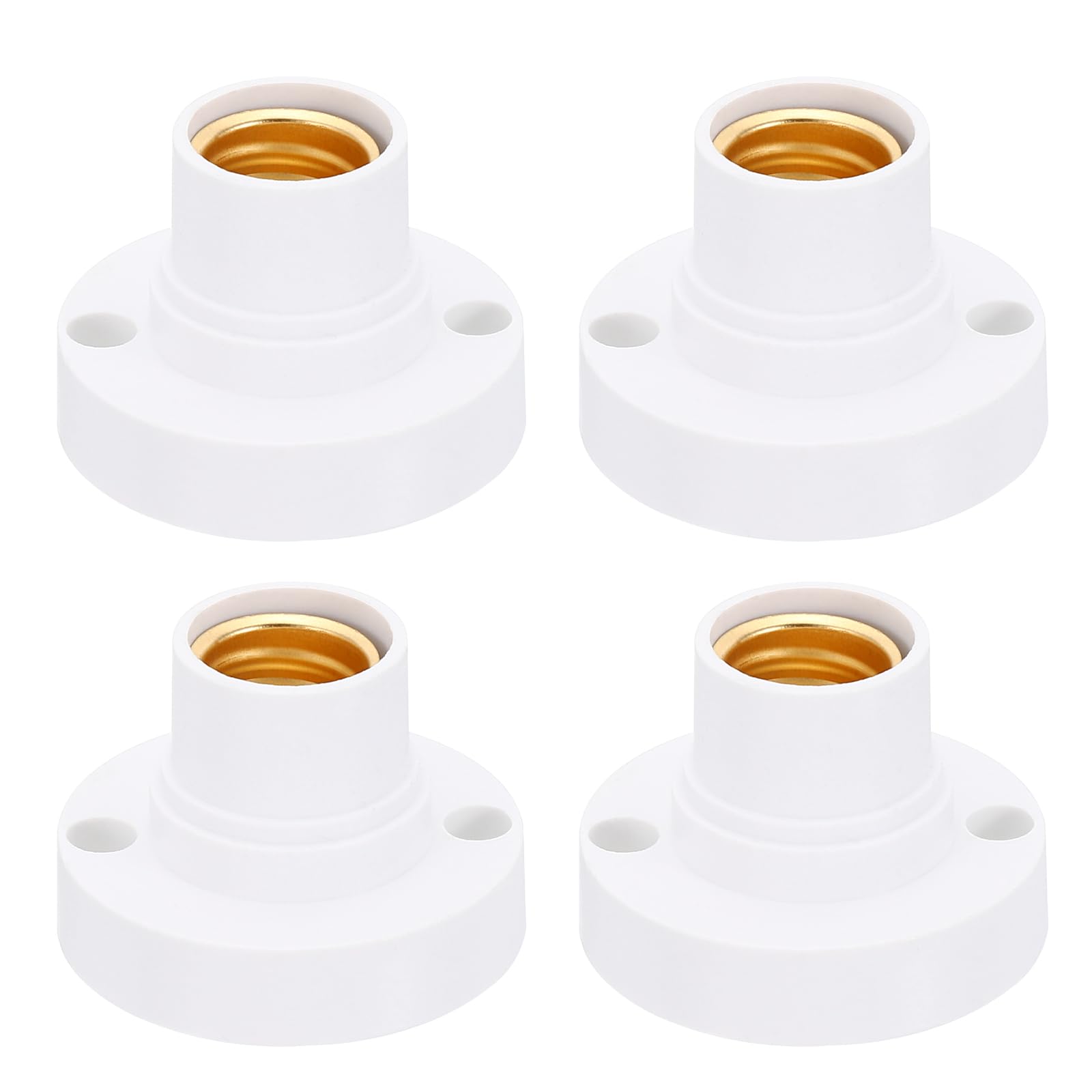 PATIKIL E14 Bulb Socket, 4pcs Round Screw Base Lamp Holder Light Replacement Bases for Halogen CFL Light Bulb, White
